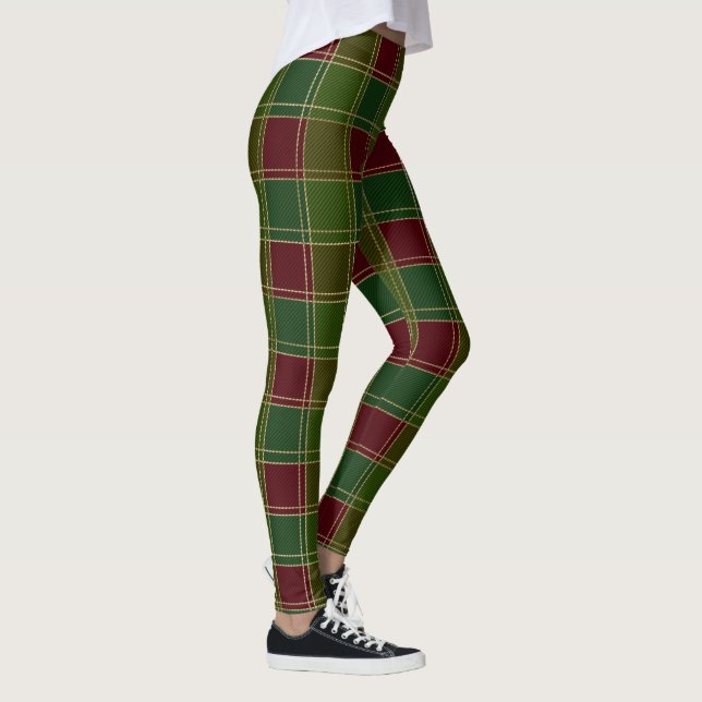 Scottish Kariert Clan Green Red Tartan Leggings (Rechts)