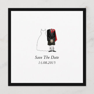 Scottish Kilt Bride & Groom Save the Date - rot