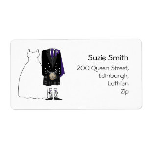 Scottish Kilt Lila Wedding Rücksendeadressen-Aufkl