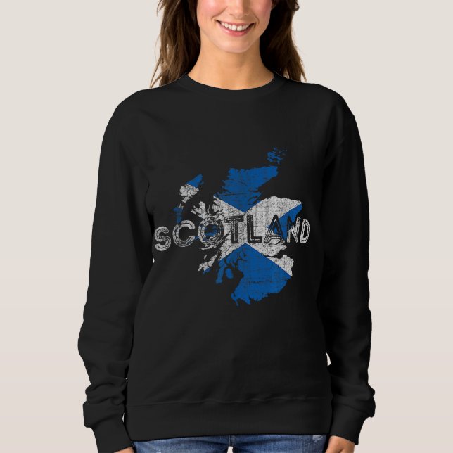 Scottish Map and Flag Souvenir - Distressed Scotla Sweatshirt (Vorderseite)