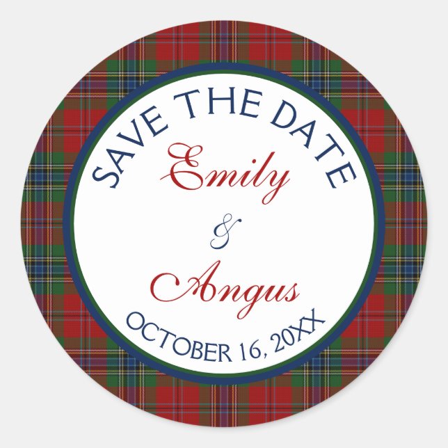 Scottish McLean MacLean Tartan Wedding Rettete ein Runder Aufkleber (Vorderseite)