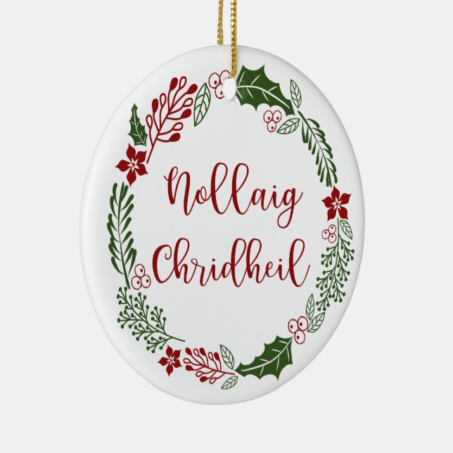 Scottish Merry Christmas Wreath, Nollaig Chridheil Keramik Ornament (Rechts)