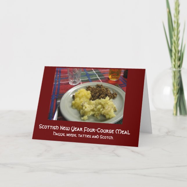 Scottish New Year Four Courses Meal Card Karte (Vorderseite)