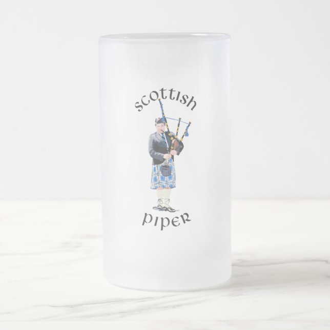 Scottish Piper - Blue Mattglas Bierglas (Mittel)