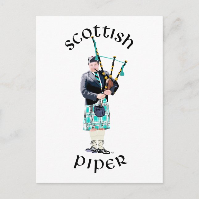 Scottish Piper - Türkis Postkarte (Vorderseite)