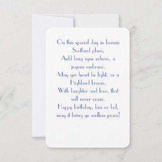 Scottish Poem Birthday Card