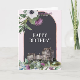 Scottish Purple Flowers Schloss Birthday Karte