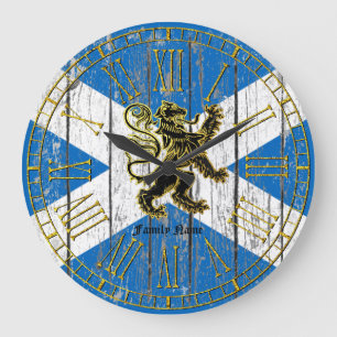 Scottish Rampant Flag Personalize Große Wanduhr