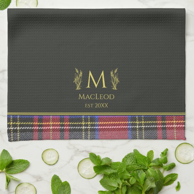Scottish Red Tartan Personalisiert Individuelle Na Geschirrtuch (Gefaltet)