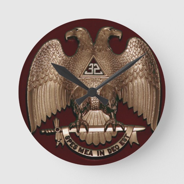 Scottish Rite 32 Grad Mason Double Eagle Red Runde Wanduhr (Vorderseite)
