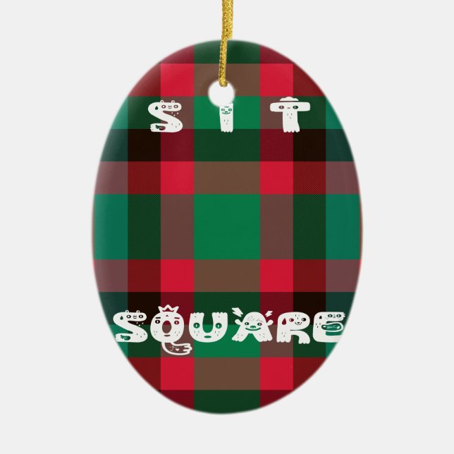 Scottish Royal Checkered Tartan Kariert mit Text Keramik Ornament (Vorne)