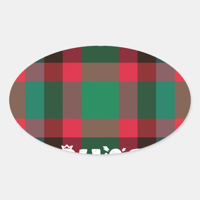 Scottish Royal Checkered Tartan Kariert mit Text Ovaler Aufkleber (Vorderseite)