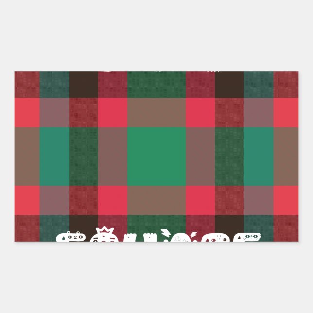 Scottish Royal Checkered Tartan Kariert mit Text Rechteckiger Aufkleber (Vorderseite)