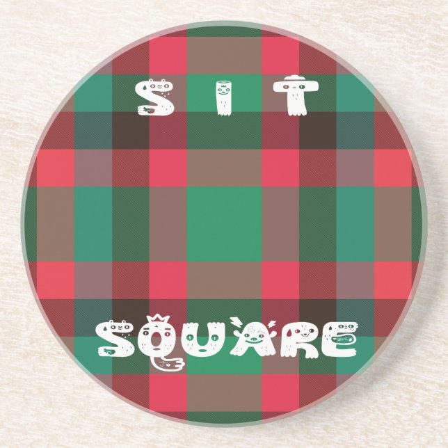 Scottish Royal Checkered Tartan Kariert mit Text Untersetzer (Vorne)