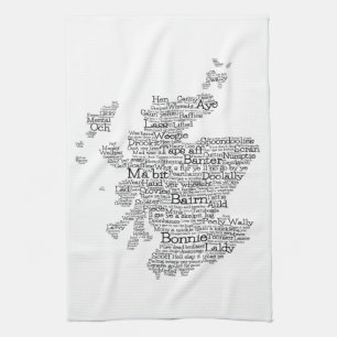 Scottish Slang Word Map Serviette de cuisine