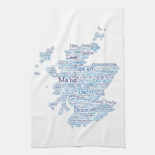Scottish Slang Word Map Serviette de cuisine