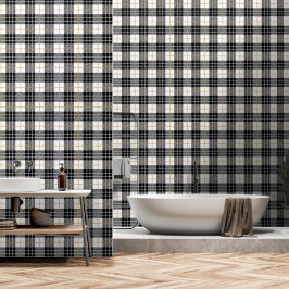 Scottish Tartan Black and White Kariert Tapete