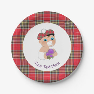 Scottish Tartan  Blume Niedlich Babydusche Pappteller