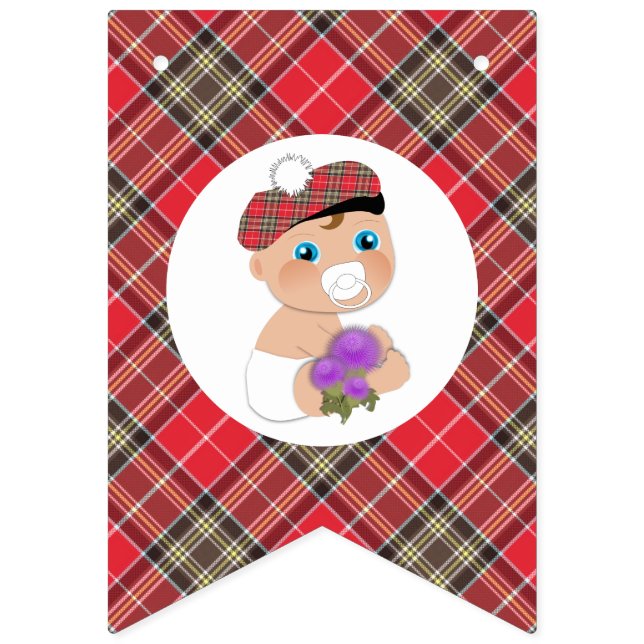Scottish Tartan |Blume Niedlich Babydusche Wimpelkette (Erste Fahne)