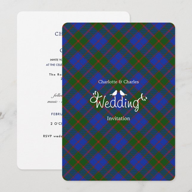 Scottish Tartan Clan Kariert Editable Wedding Einladung (Vorne/Hinten)