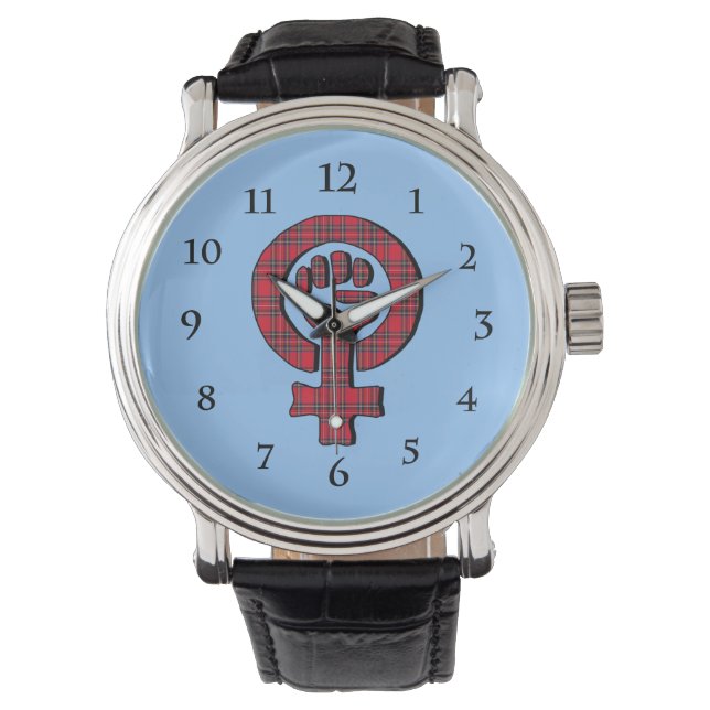 Scottish Tartan Feminist Watch Armbanduhr (Vorderseite)