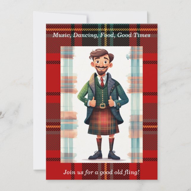 Scottish Tartan Kariertes Personalisiertes Party Einladung (Vorderseite)