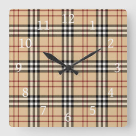 Scottish Tartan Pattern     Quadratische Wanduhr