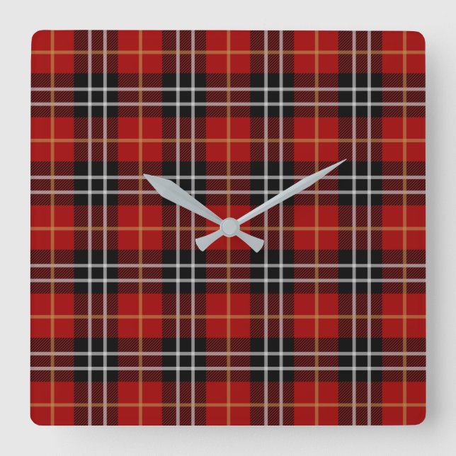 Scottish tartan plaid pattern quadratische wanduhr (Vorderseite)