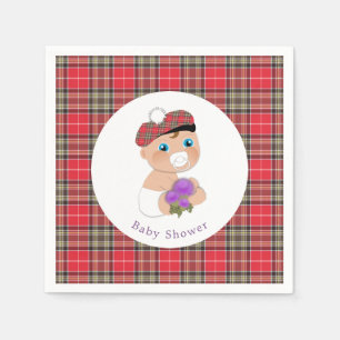 Scottish Tartan  Thistle Baby Dusche Personalisier Serviette