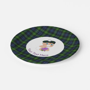 Scottish Tartan Thistle Blume Niedlich Baby Shower Pappteller