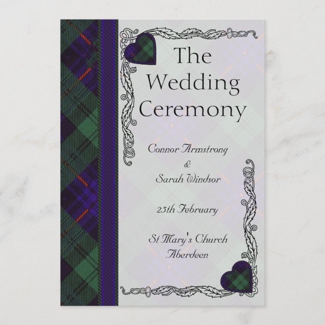 Scottish Tartan Wedding Program - Armstrong Programm (Vorderseite)