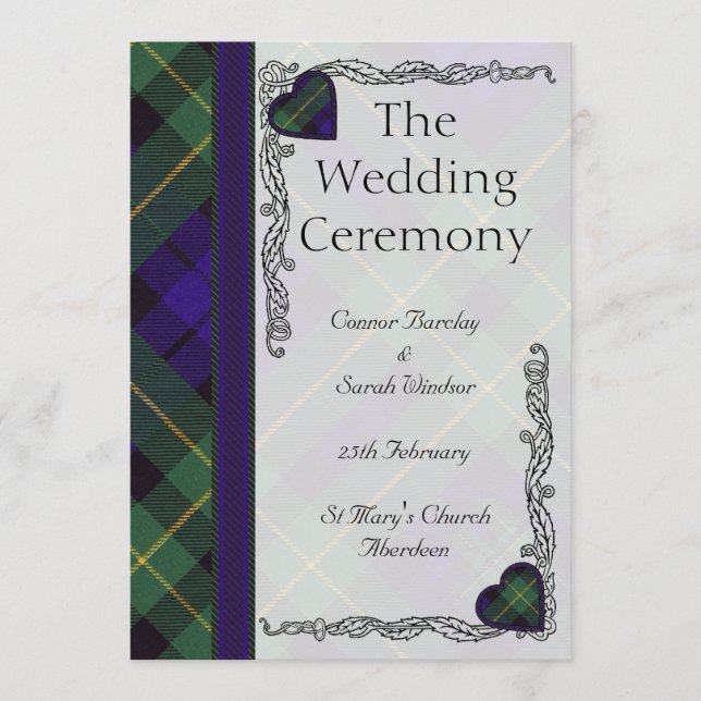 Scottish Tartan Wedding Program - Barclay Programm (Vorderseite)
