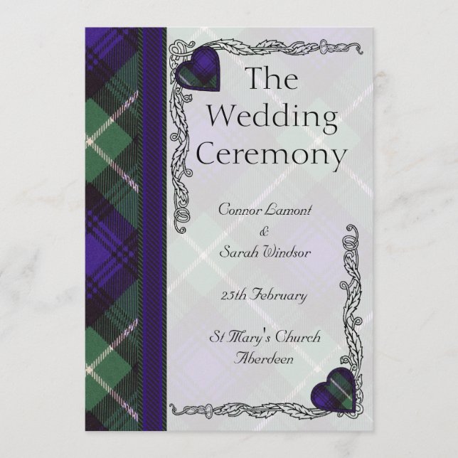 Scottish Tartan Wedding Program - Lamont Programm (Vorderseite)