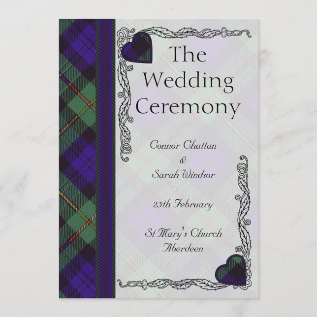 Scottish Tartan Wedding Program - Macewen Programm (Vorderseite)