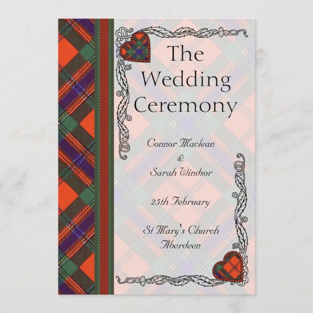 Scottish Tartan Wedding Program - Maclean of Duart Programm (Vorderseite)