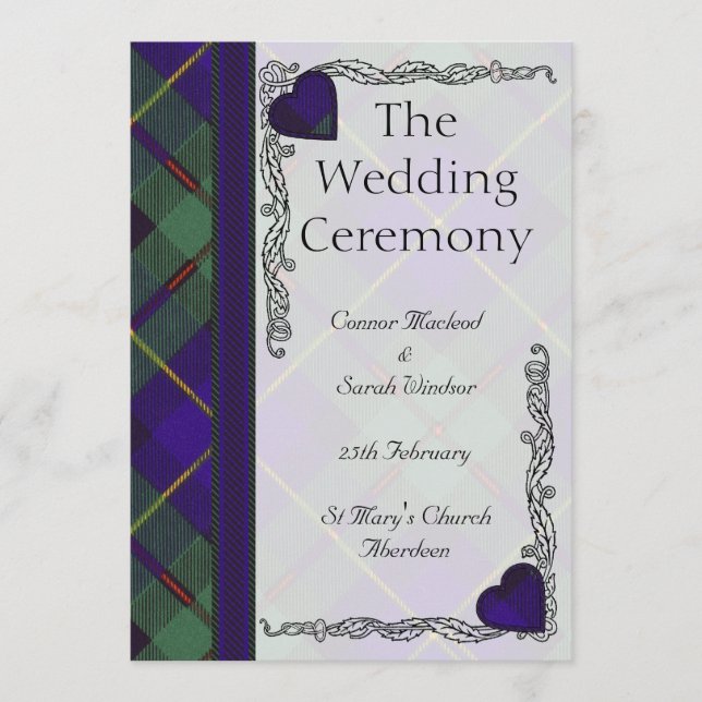 Scottish Tartan Wedding Program Macleod of Harris Programm (Vorderseite)