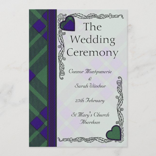 Scottish Tartan Wedding Program - Montgomerie Programm (Vorderseite)