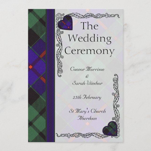 Scottish Tartan Wedding Program - Morrison Programm (Vorderseite)