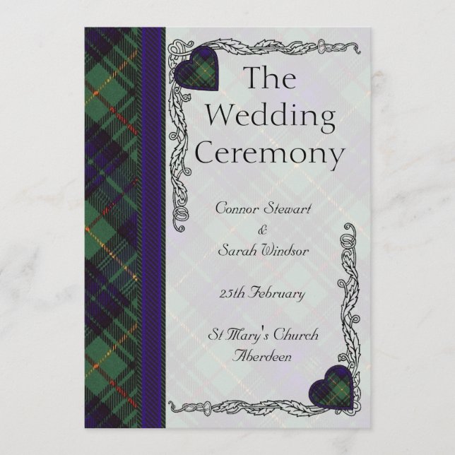 Scottish Tartan Wedding programme - Stewart Huntin (Devant)
