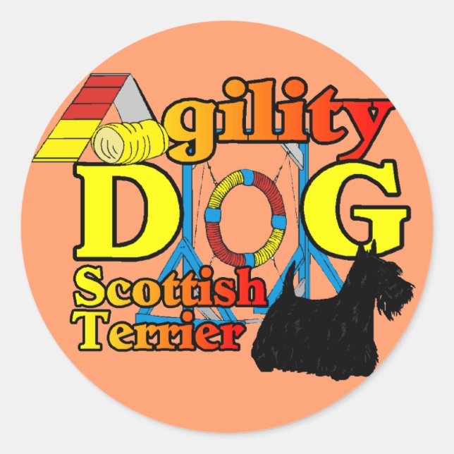 Scottish_Terrier_Agility Runder Aufkleber (Vorderseite)