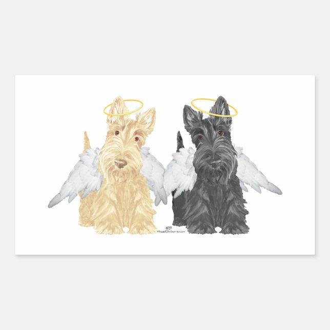 Scottish Terrier Angels Rechteckiger Aufkleber (Vorderseite)