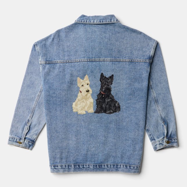 Scottish Terrier Ansammlung Jeansjacke (Rückseite)