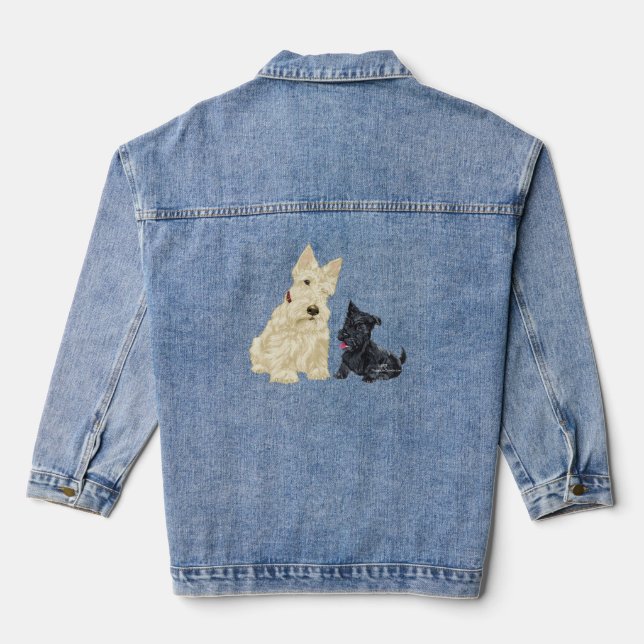 Scottish Terrier Ansammlung Jeansjacke (Rückseite)