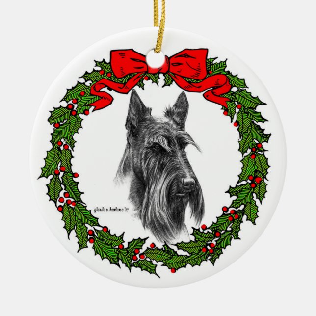 Scottish Terrier Art von Glenda S. Harlan Keramik Ornament (Vorne)