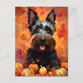 Scottish Terrier Autumn Erntedank Postkarte