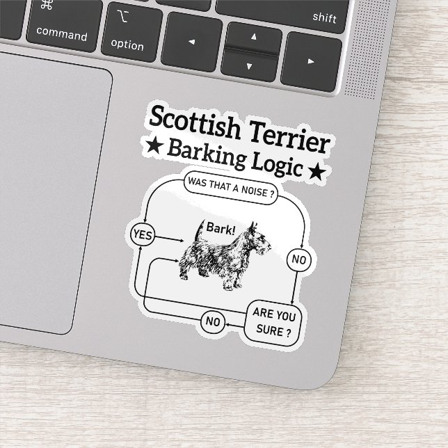 Scottish Terrier Barking Logic Funny Dog Sarcastic Aufkleber (Detail)