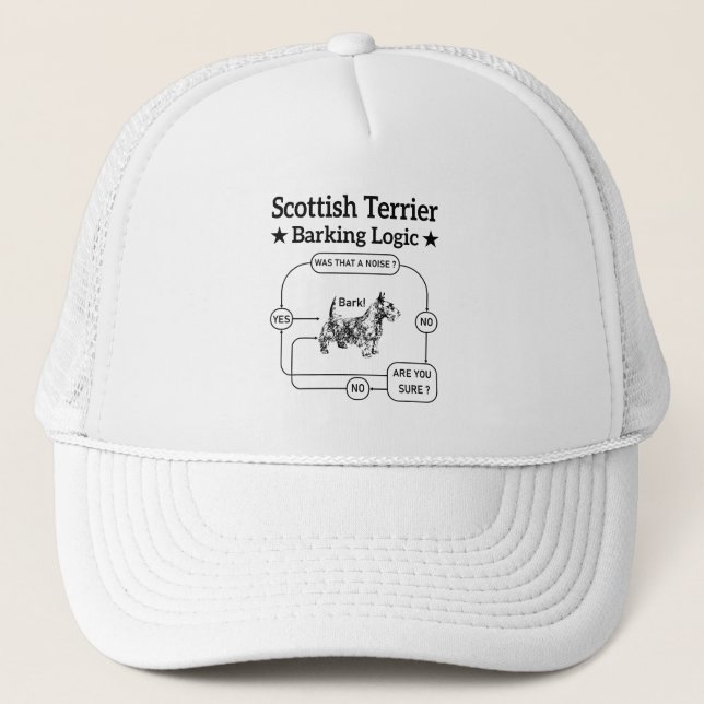 Scottish Terrier Barking Logic Funny Dog Sarcastic Truckerkappe (Vorderseite)