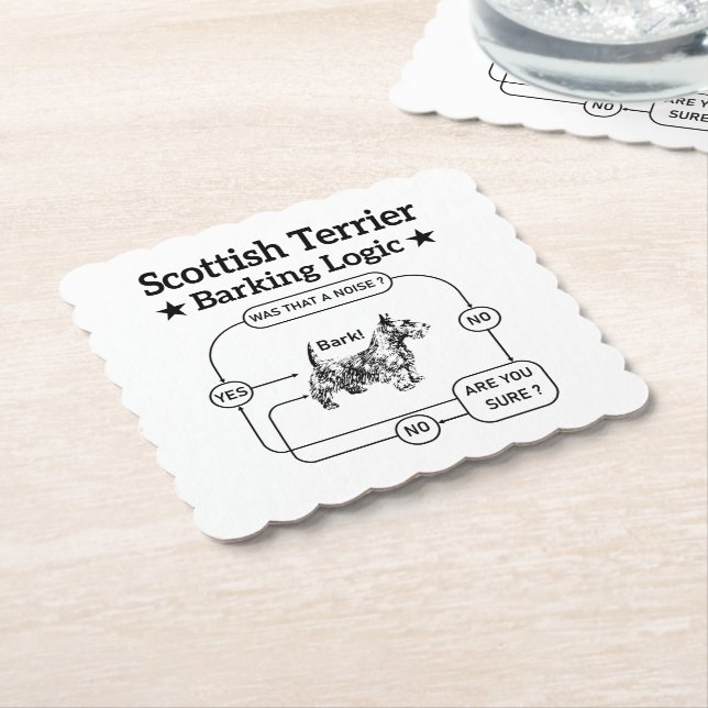 Scottish Terrier Barking Logic Funny Dog Sarcastic Untersetzer (angewinkelt)