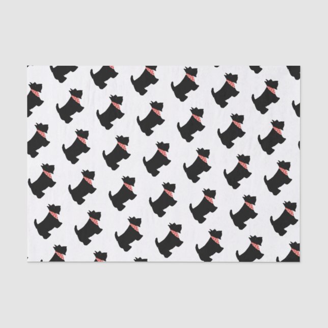 Scottish Terrier Black Scottie Dog Red Scarf Seidenpapier (Vorderseite)