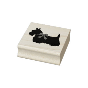 Scottish Terrier, Black Silhouette/Bogen Terrier Gummistempel